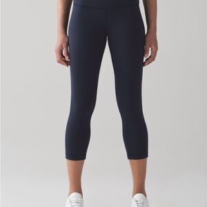 Lululemon Wunder Under Navy Cropped Leggings Size 14
